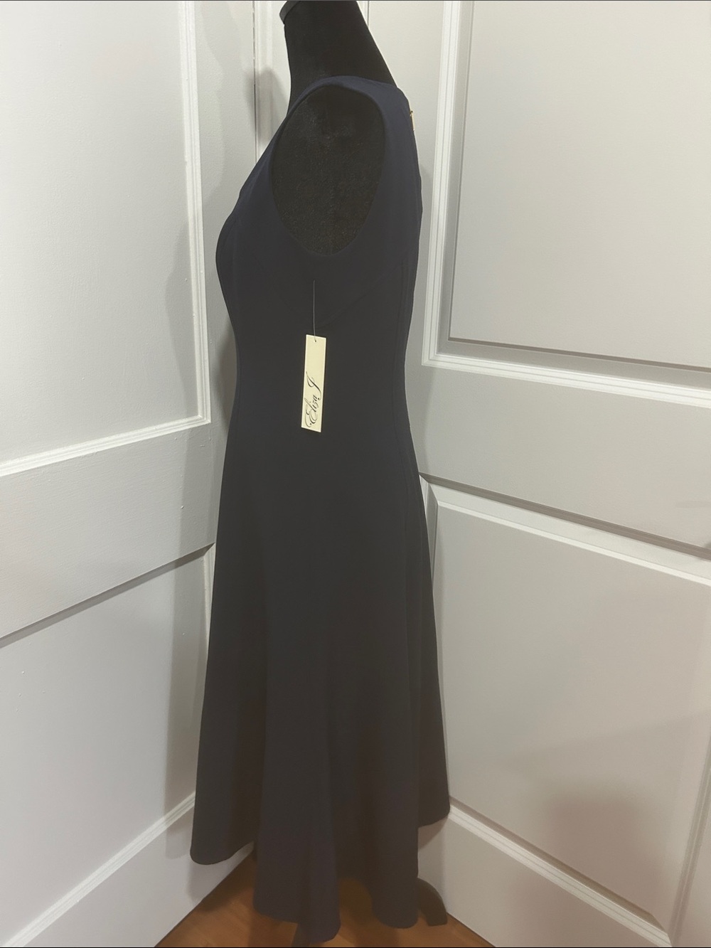 Eliza J Navy Blue Fit & Flare Midi Dress 6 New Sleeveless Career Cocktail NEW - Picture 14 of 14